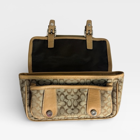 Coach Vintage Signature Jacquard Belt Bag Crossbody Tan Leather Y2K - Picture 7 of 10